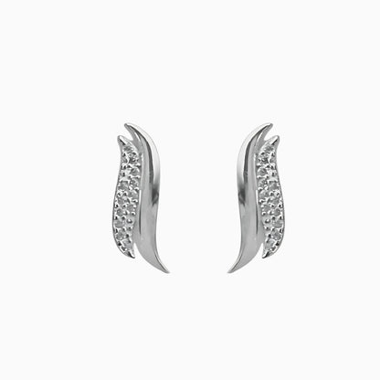 Silver Wave Earrings with Zircon Diamond