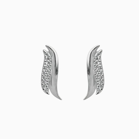 Silver Wave Earrings with Zircon Diamond