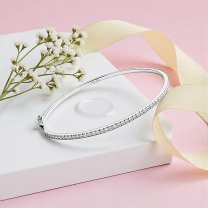 Classic Silver CZ Bangle for Women