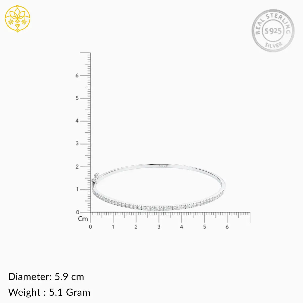 Classic Silver CZ Bangle for Women