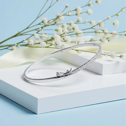 Classic Silver CZ Bangle for Women