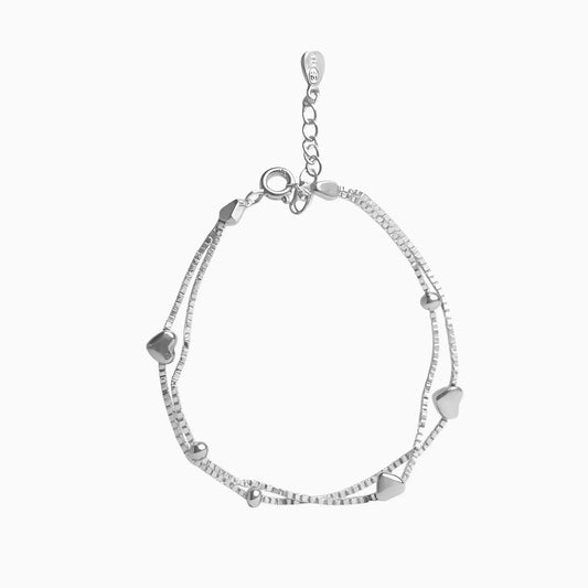 Silver Delicate Heart Layered Bracelet