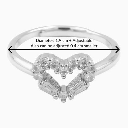 Silver Sparkling Love Heart Zircon Ring