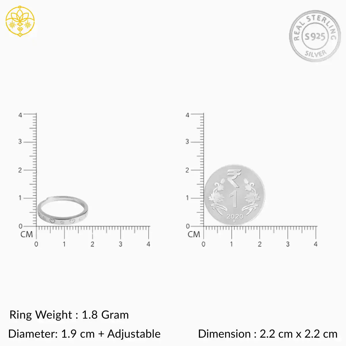 Silver Heart with Diamond Patterned Ring