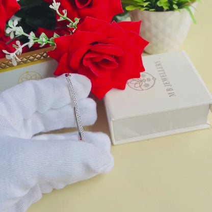 Classic Silver CZ Bangle for Women