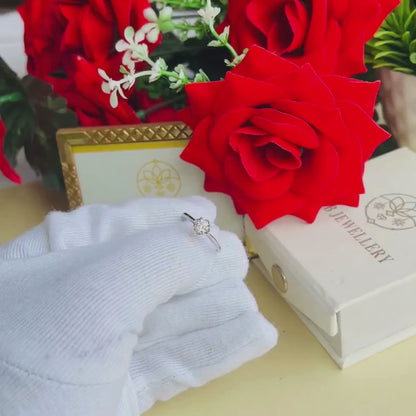 Flower Solitaire Silver Adjustable Ring