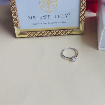 Classic Silver Adjustable Solitaire Ring