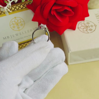 Cushion Cut Adjustable Silver Diamond Ring